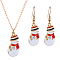 Christmas Theme Alloy Enamel Pendant Necklace & Dangle Earrings Set, Snowman