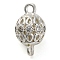Brass Micro Pave Clear Cubic Zirconia Connector Charms, Hollow Round Links, Lead Free & Cadmium Free, Silver, 13.5x7.5mm, Hole: 1.4mm
