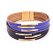 Two Tone Imitation Leather Multi-strand Bracelets for Women, with Golden Magnetic Clasps, Mauve, 7-5/8 inch(19.5cm)
