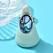 Brass & Natural Paua Shell Link Finger Rings, Oval, Platinum, 25x17mm, US Size 8 1/2(18.5mm)