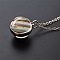 Luminous Round Alloy with Glass Planet Pendant Necklaces, Platinum, Light Cyan, 19.69 inch(50cm)