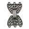 Brass Fold Over Clasps, Bowknot, 5-Strand, 10-Hole, Gunmetal, 28x16mm, Hole: 1.2mm