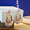 Easter Acrylic Dangle Stud Earrings, Pink, Egg, 66x40mm
