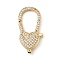 Brass Clear Cubic Zirconia Lobster Claw Clasps, Heart, Real 18K Gold Plated, 26.5x15x5mm, Hole: 8x2mm