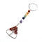 Natural Red Jasper Keychains, with Metal Split Rings, Triangle, 11.5cm