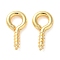Brass Screw Eye Pin Peg Bails, Long-Lasting Plated, Lead Free & Cadmium Free, Real 18K Gold Plated, 10x5mm, Hole: 2.3mm, Pin: 1.6mm