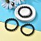 Natural Obsidian Stretch Beaded Bracelets, Round, Inner Diameter: 2-1/8 inch(5.5cm), Beads: 8~9mm