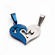 Valentine's Couple Jewelry Lovers 304 Stainless Steel Rhinestone Heart with Word I Love You Spilt Pendants STAS-E090-83-4