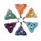 Triangle Natural & Synthetic Mixed Stone Pendants with Brass Clasps G-R220-09-2