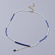 Natural Lapis Lazuli and Electroplate Blue Chalcedony Pendant Necklaces NJEW-K108-19-01-1