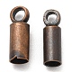 真鍮製コードエンドパーツ  エンドキャップ  コラム  赤銅鉱  8x2.5mm  穴：1.2mm  内径：2mm KK-XCP0001-69R-1
