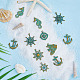 Superfindings 42 Uds. 7 estilos colgantes de aleación con tema oceánico pátina verde caballito de mar brújula colgante colgante de pez de metal dijes para collar pulsera fabricación de joyas FIND-FH0006-32-4