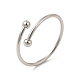 304 Stainless Steel Wire Wrapped Open Cuff Ring for Women RJEW-E066-12P-1