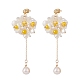 Fiore a grappolo di perle di plastica con lunghi orecchini pendenti con nappa EJEW-TA00119-1