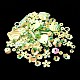 レインボー虹色PVCスパンコールビーズ&リンク&ペンダント  混合図形  花/雪の結晶/楕円形  ライムグリーン  4~20x4~20x0.3~6mm  穴：0.8~4mm  約131個/袋 PVC-C001-01E-2
