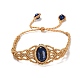 Natural Lapis Lazuli Oval Braided Bead Bracelets BJEW-K236-01G-2
