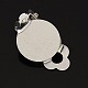 Impostazione di orecchini cabochon orecchino con base in ottone bianco KK-M019-02S-1