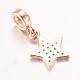 Star Brass Micro Pave Cubic Zirconia Large Hole European Dangle Charms ZIRC-F022-02RG-2