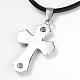 Alloy Rhinestone Cross Pendant Necklaces for Men NJEW-L401-16B-2