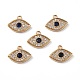 Brass Micro Pave Clear & Marine Blue Cubic Zirconia Charms KK-E068-VF264-4