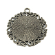 Plat pendentif en alliage rond de style tibétain supports strass & cabochon X-TIBEP-R345-45AS-RS-2