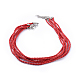 Red Braided Imitation Leather Necklace Cords X-NCOR-R026-6-2