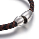 Кожаные браслеты плетеного шнура BJEW-E352-18P-3