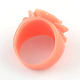 Synthetical Coral Flower Rings RJEW-R127-06-3