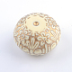 Flat Round with Flower Plating Acrylic Beads PACR-Q102-83A-2