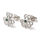 Rack Plating Brass Clover Stud Earrings with Cubic Zirconia for Women EJEW-A101-02P-1