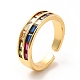 Colorful Cubic Zirconia Rectangle Open Cuff Ring KK-H439-21G-1