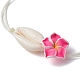 Bracelet à maillons fleur 3d en coquillage naturel et argile polymère BJEW-JB09816-3
