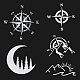 GORGECRAFT 5 Sheets 5 Styles Compass Car Stickers and Decals Adhesive Moon with Trees Sticker Reflective Stickers Waterproof Vinyl Automotive Exterior Decor for Truck Motorcycle Doors Laptop DIY-GF0006-27-1