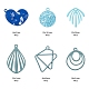 24Pcs 6 Style Blue Series Spray Painted Alloy Pendants FIND-LS0001-62-3
