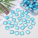 Olycraft ガラスカボション  モザイクタイル  家の装飾やdiyの工芸品  正方形  ブルー  14.5~15x14.5~15x3.5~4.5mm  約200g/ボックス GGLA-OC0001-09B-5