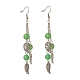 Boucles d'oreilles pendantes en perles de jade de malaisie naturelle EJEW-JE04823-03-2