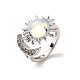 Opalite Sun & Moon Open Cuff Rings RJEW-K241-01P-10-3