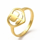 Chapado en iones (ip) 304 corazón de acero inoxidable con flor anillo ajustable para mujer RJEW-B027-30G-1