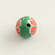 Handmade Flower Pattern Polymer Clay Round Beads CLAY-Q172-13-2