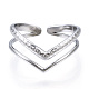 304 anillo de puño abierto de corazón de acero inoxidable RJEW-N040-46-2