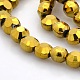 Full Golden Plated Glass Faceted Flat Round Beads Strands EGLA-A033-4mm-FP01-1