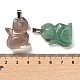天然＆合成混合原石のペンダント  猫の形のチャーム、プラチナメッキの鉄製スナップ留め金具付き  28~29x19~21x9~11.5mm  穴：7x3.5mm G-M424-03P-3
