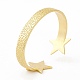 Bracelet de manchette ouvert double étoile en laiton placage en rack pour femme BJEW-I302-01G-3