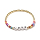 Bracelet extensible en perles d'acrylique word love avec hématite synthétique BJEW-JB07957-1