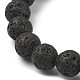 Pulsera elástica con cuentas de roca de lava natural y ágata negra con dijes de aleación de esmalte BJEW-JB09501-4