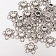 Cappucci con perline fantasia in argento tibetano a 5 petalo di fiore AA484-3