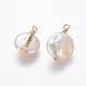 Colgantes naturales de perlas cultivadas de agua dulce PEAR-L027-01I-2