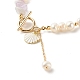 天然アメジストチップビーズブレスレット  女性のための天然真珠のブレスレット  シェルシェイプチャーム付き  ゴールドカラー  7-5/8インチ（19.5cm） BJEW-TA00032-02-4