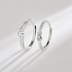 バレンタインデー真鍮パヴェクリアキュービックジルコニア調節可能なカップルリング  結び目の指輪  プラチナ  内径：19mm  2個/セット RJEW-Z023-01A-5
