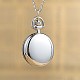 Flat Round Alloy Printed Glass Pocket Watch Pendant Necklaces WACH-H017-01-4